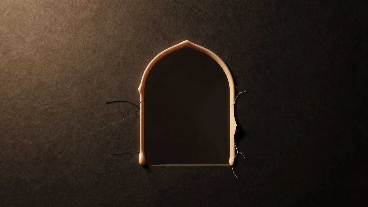 Neht jako architektonický oblouk s lakem jako klíčovým kamenem.