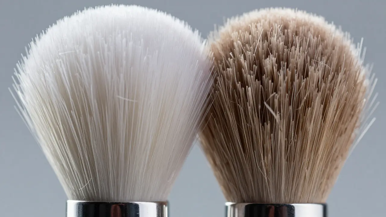 Detail syntetických a přírodních vláken štětců