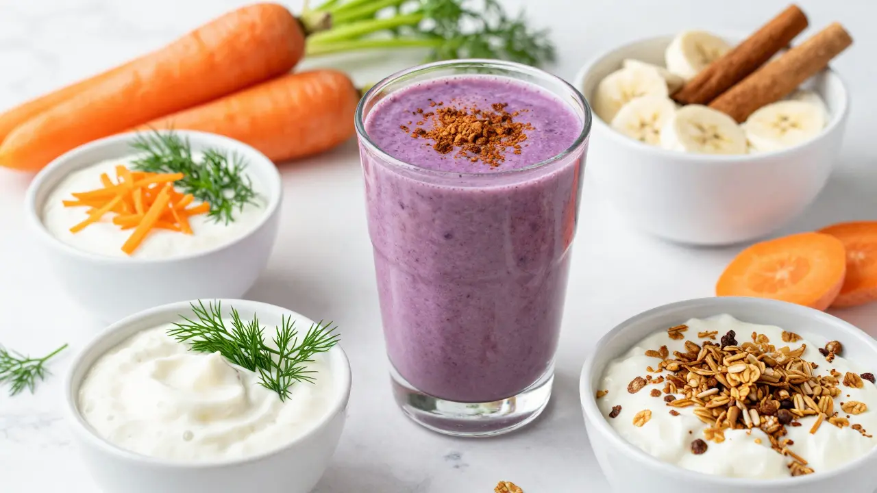 Kefýrový borůvkový smoothie a zdravé pomazánky z kefýru.