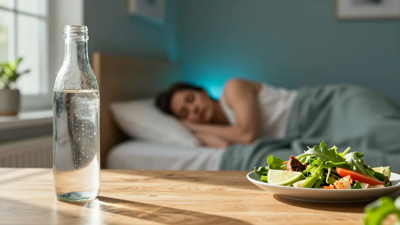 Kompozice vody, spánku a zdravé stravy jako pilířů zdraví