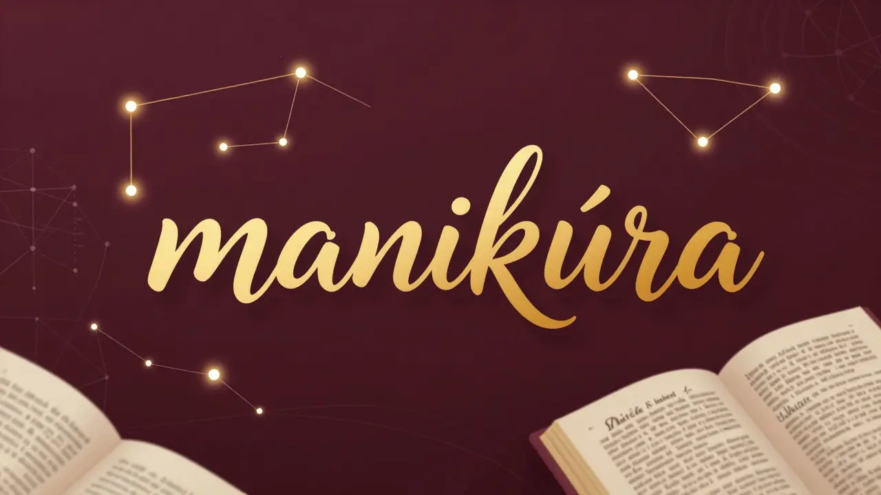 Ilustrace slova manikúra s důrazem na diakritiku