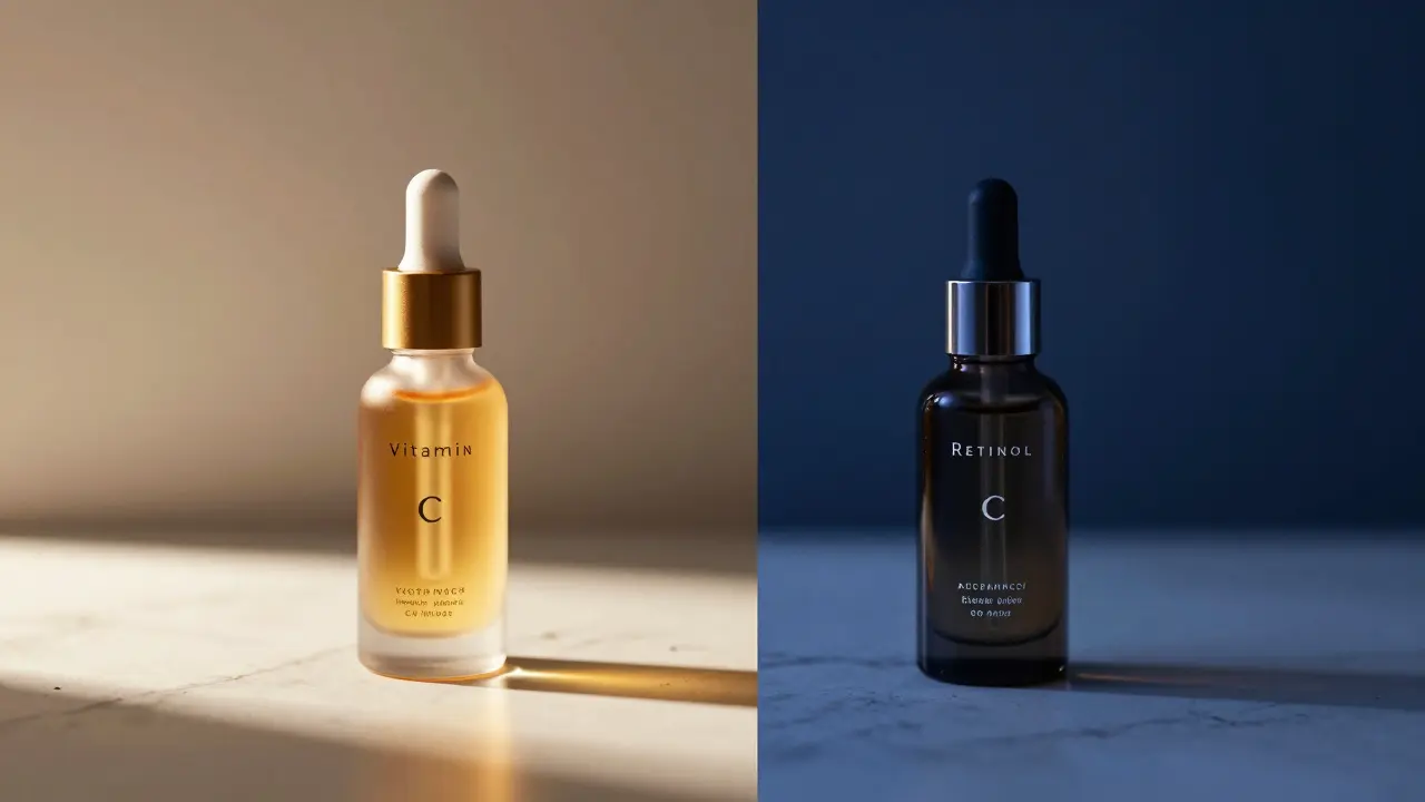 Porovnání séra s vitaminem C a retinolem pro den a noc
