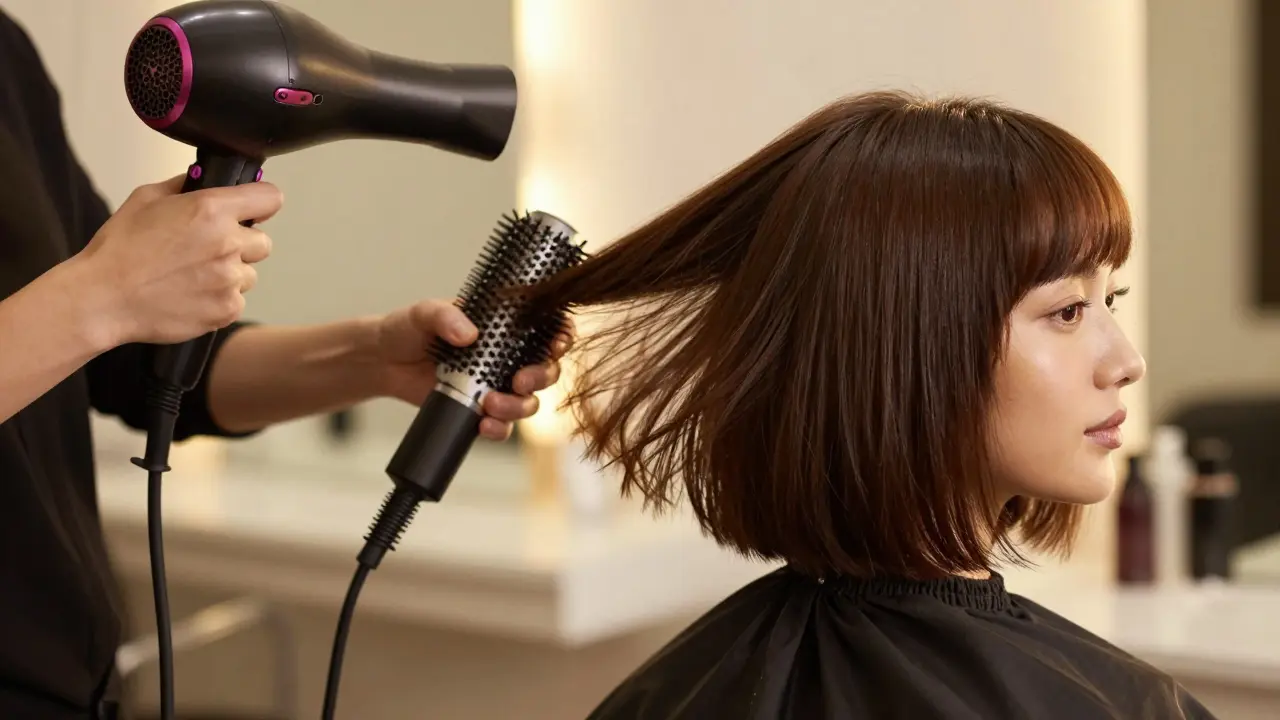 Styling jemných vlasů fénem pro vytvoření objemu u kořínků