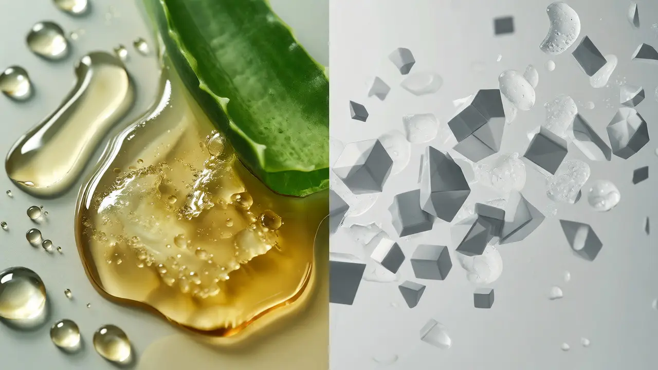 Makro pohled na přírodní oleje a gely versus syntetické látky