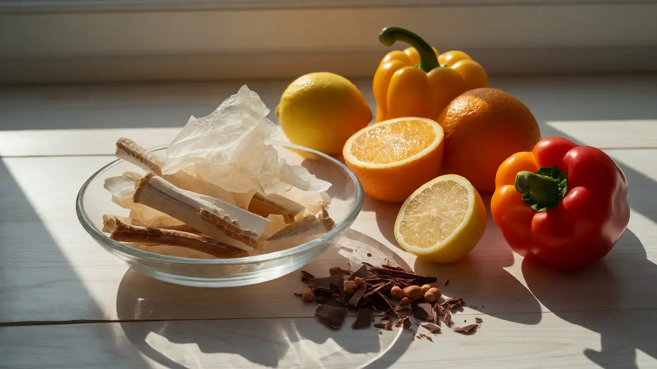 Mořské zdroje kolagenu a potraviny bohaté na vitamín C